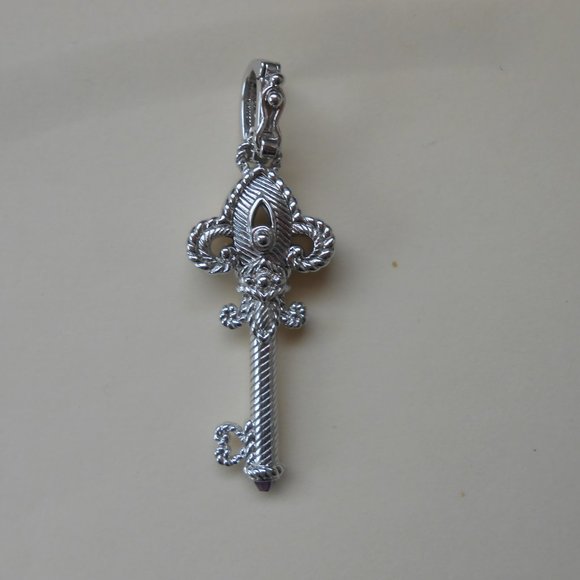 Judith Ripka Sterling Silver Key Pendant with Amethyst Tip EUC - Picture 2 of 6